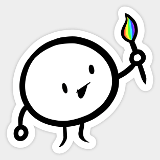 Happy Cute Rainbow Painting Brush Sticker